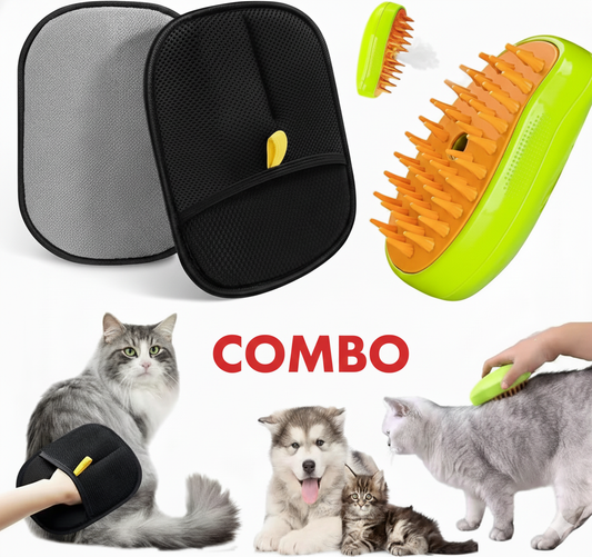 Pet Steam Brush and Hair removal Glow combo