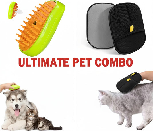 Pet Steam Brush and Hair removal Glow combo